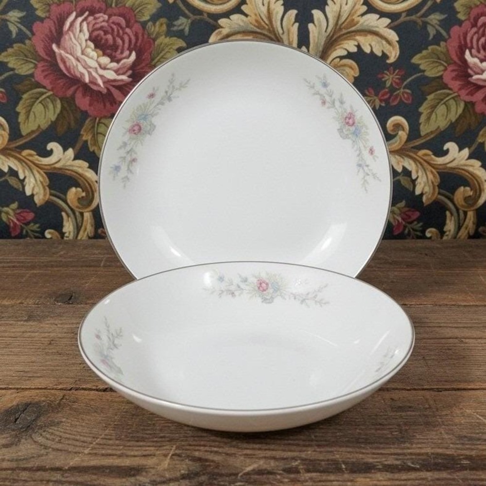 Florentine Fantasia Floral Dessert Bowls, Set Of 2, Fine Bone China Dinnerware